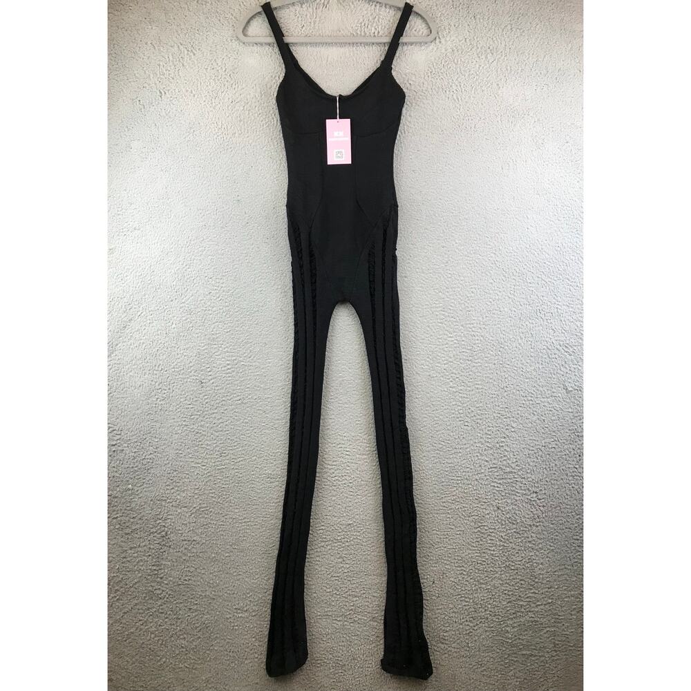 New Missy empire Eva Black Laddered Knitted Seam Jumpsuit size 8